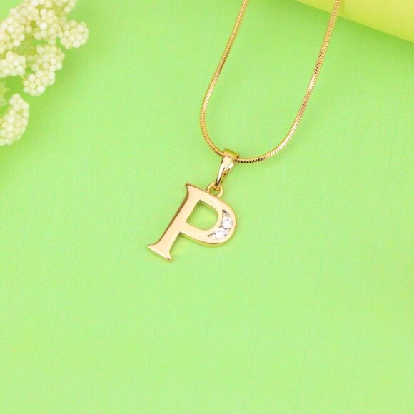 "Rose Gold Letter P Pendant with Crystals – 18K Gold Plated Charm, XPPT1365 - Picture 10 of 13